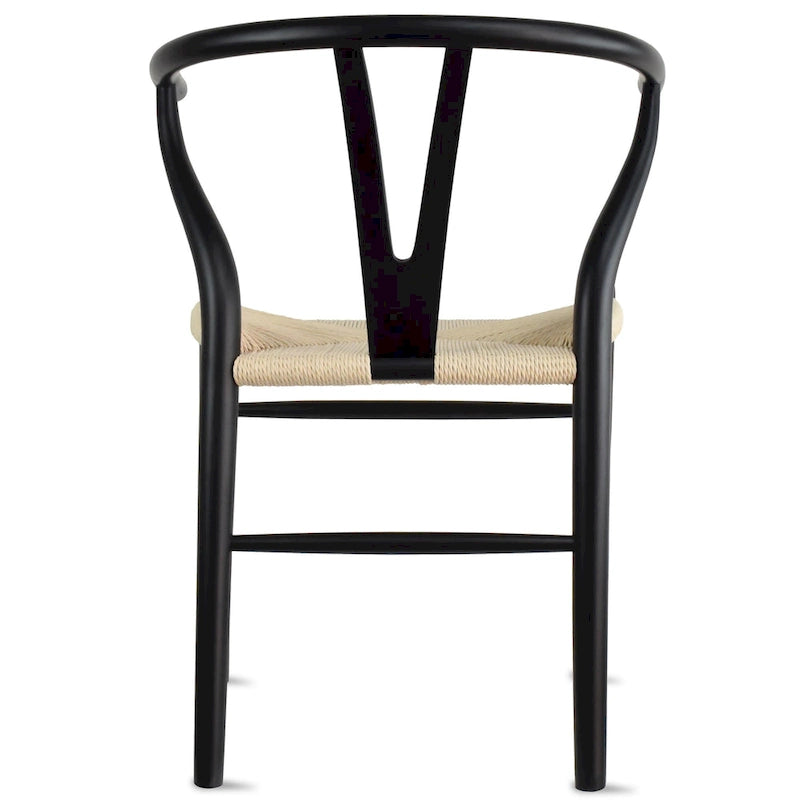 Ensemble de 2 chaises de salle à manger en bois avec accoudoirs en Y et assises en corde tressée
