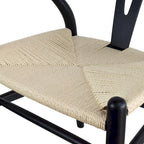 Ensemble de 2 chaises de salle à manger en bois avec accoudoirs en Y et assises en corde tressée