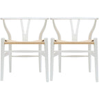 Ensemble de 2 chaises de salle à manger en bois avec accoudoirs en Y et assises en corde tressée