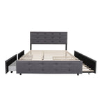 Cadre de lit rembourré Queen Size avec lit gigogne et 2 tiroirs de rangement