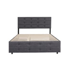 Cadre de lit rembourré Queen Size avec lit gigogne et 2 tiroirs de rangement
