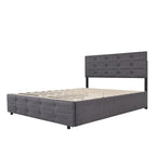 Cadre de lit rembourré Queen Size avec lit gigogne et 2 tiroirs de rangement