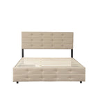 Cadre de lit rembourré Queen Size avec lit gigogne et 2 tiroirs de rangement