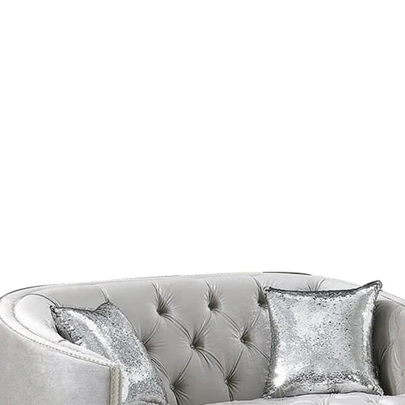 Causeuse capitonnée classique – Tissu gris