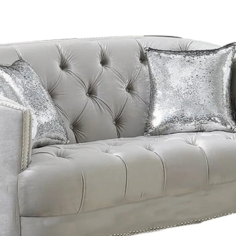 Causeuse capitonnée classique – Tissu gris