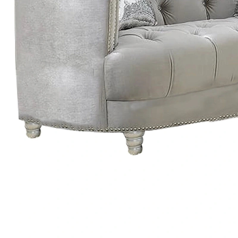 Causeuse capitonnée classique – Tissu gris