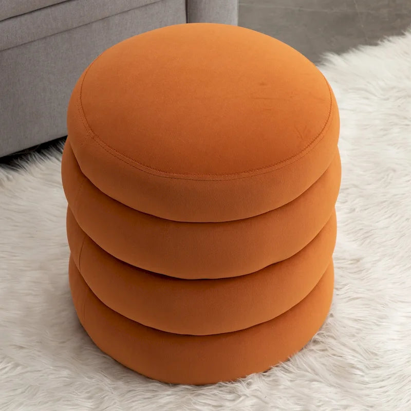 Tabouret/Repose-pieds rond en velours ottoman