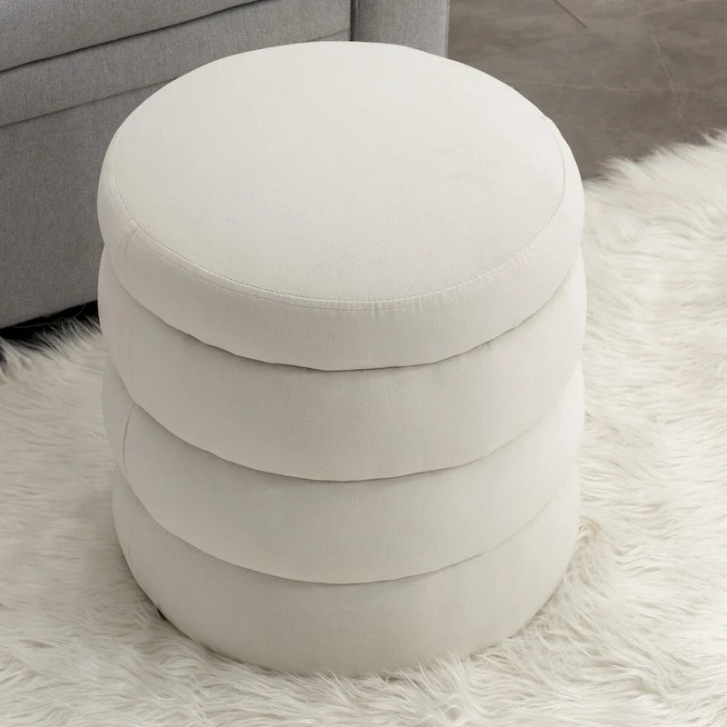 Tabouret/Repose-pieds rond en velours ottoman