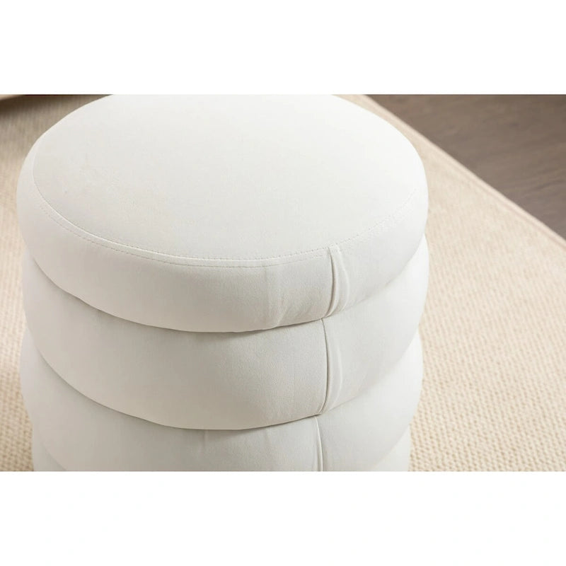 Tabouret/Repose-pieds rond en velours ottoman