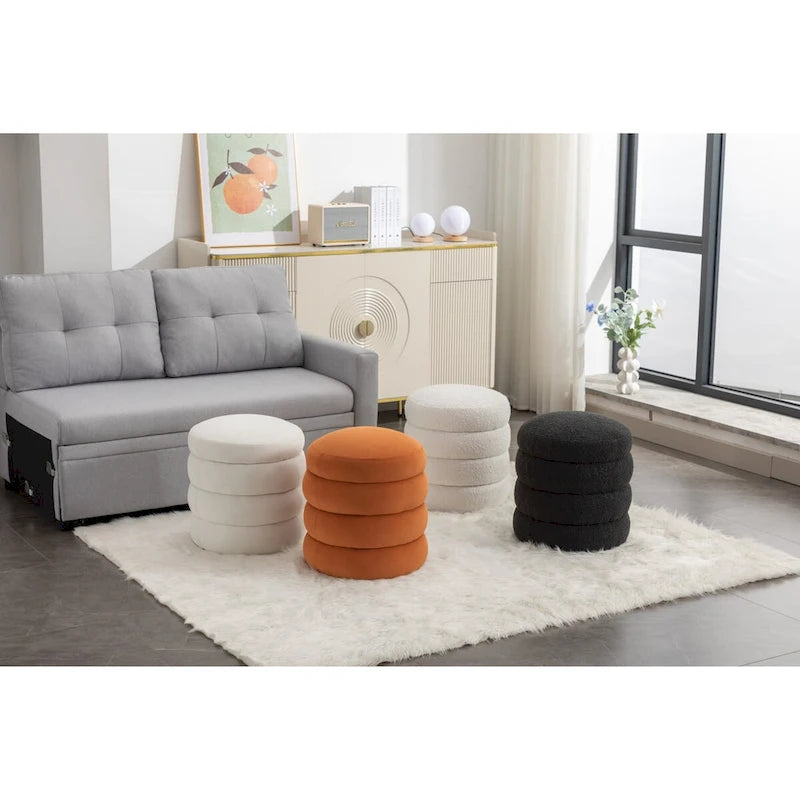 Tabouret/Repose-pieds rond en velours ottoman