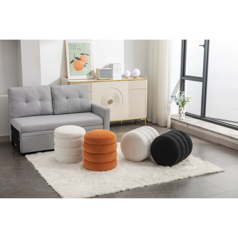 Tabouret/Repose-pieds rond en velours ottoman