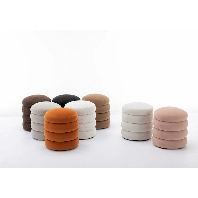 Tabouret/Repose-pieds rond en velours ottoman
