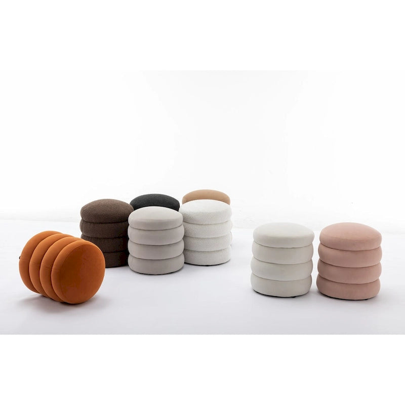 Tabouret/Repose-pieds rond en velours ottoman