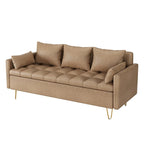 GIMMYFIVE 3-Seater Leather Sofa with Cushion, Couch for Living Room