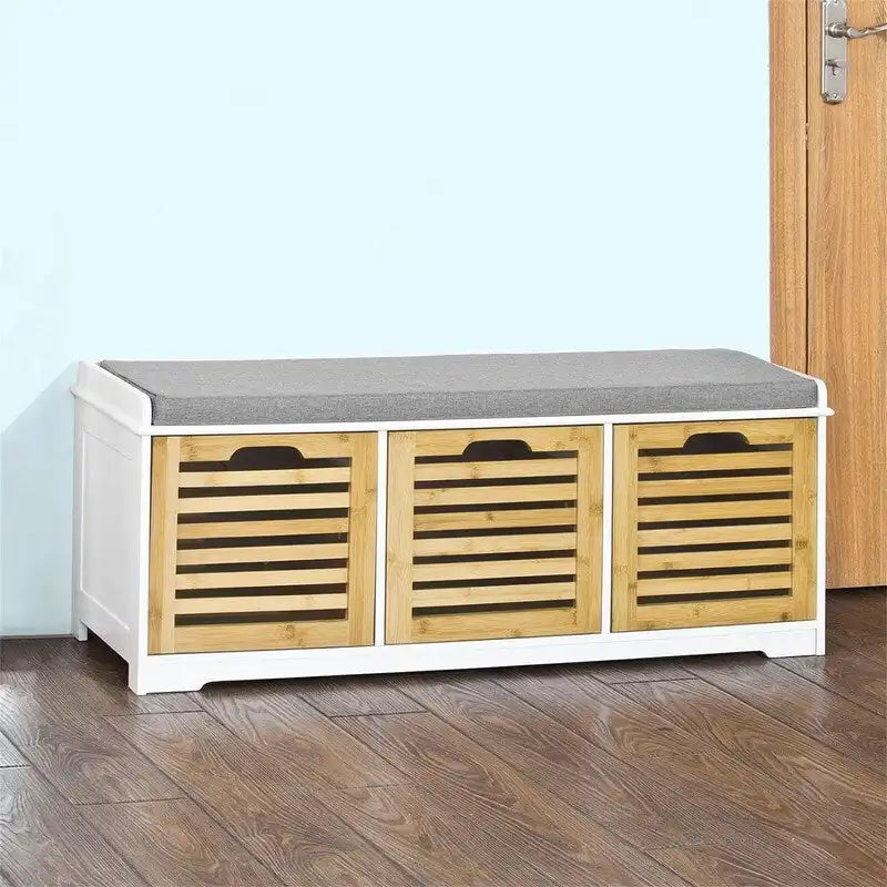 Banc de rangement 3 tiroirs avec coussin d'assise