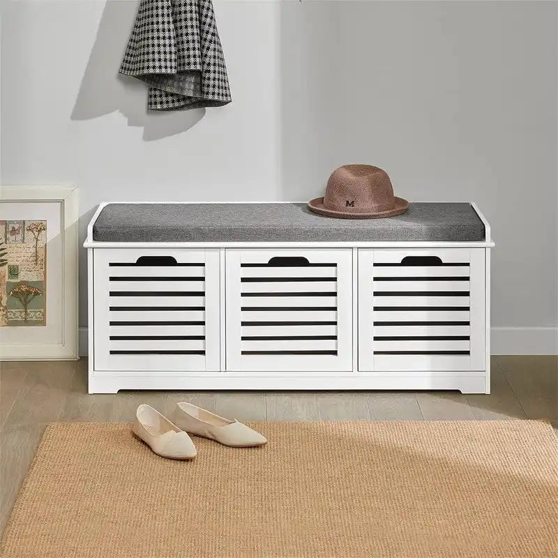 Banc de rangement 3 tiroirs avec coussin d'assise