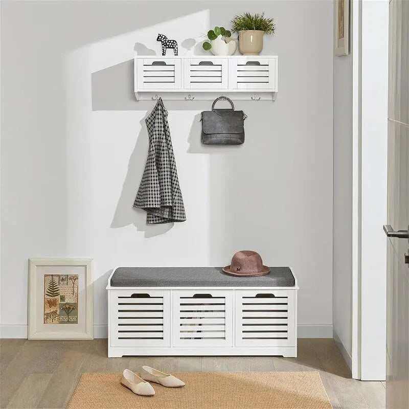 Banc de rangement 3 tiroirs avec coussin d'assise