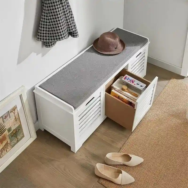 Banc de rangement 3 tiroirs avec coussin d'assise