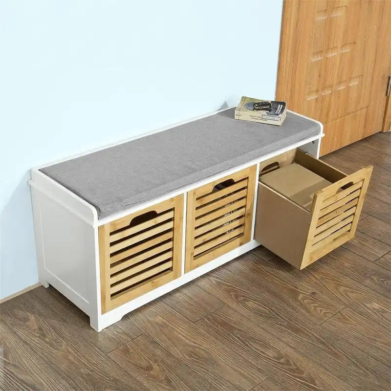 Banc de rangement 3 tiroirs avec coussin d'assise