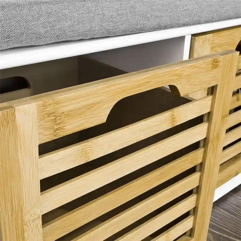 Banc de rangement 3 tiroirs avec coussin d'assise