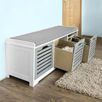 Banc de rangement 3 tiroirs avec coussin d'assise
