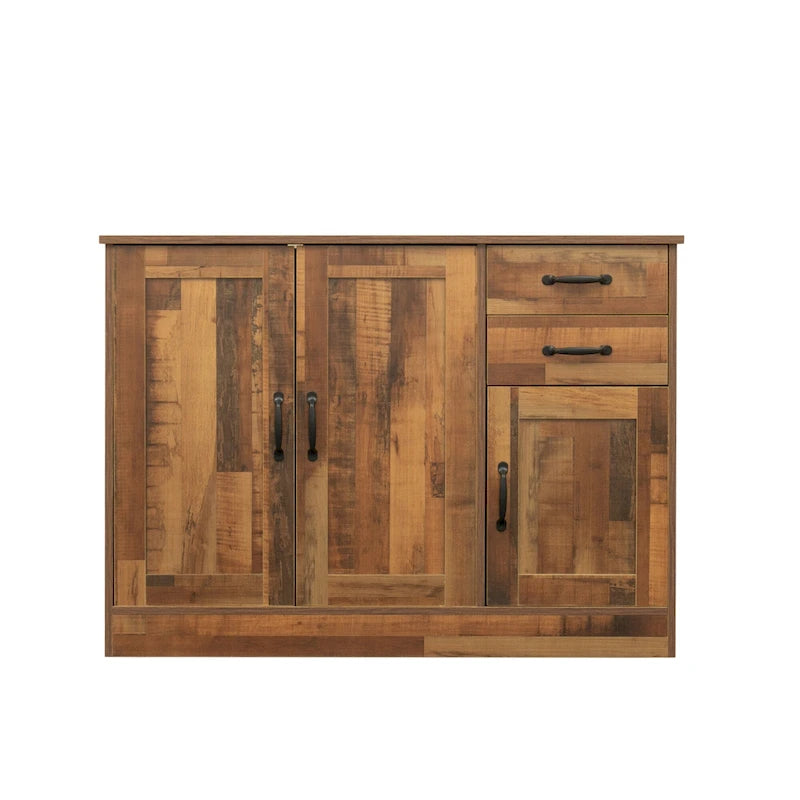 Buffet en bois avec 3 portes et 2 tiroirs