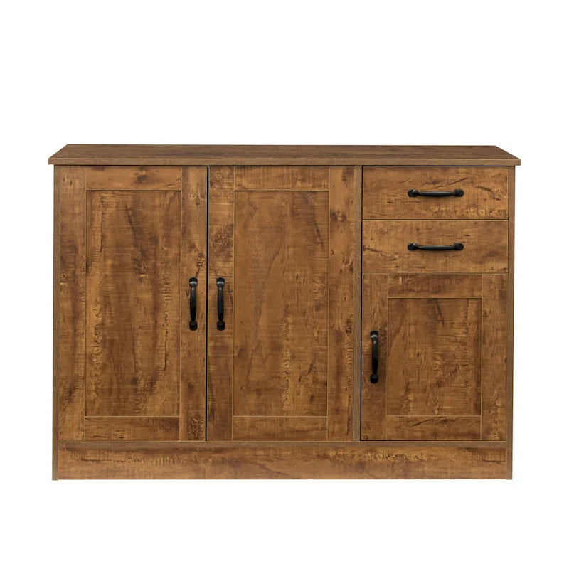 Buffet en bois avec 3 portes et 2 tiroirs