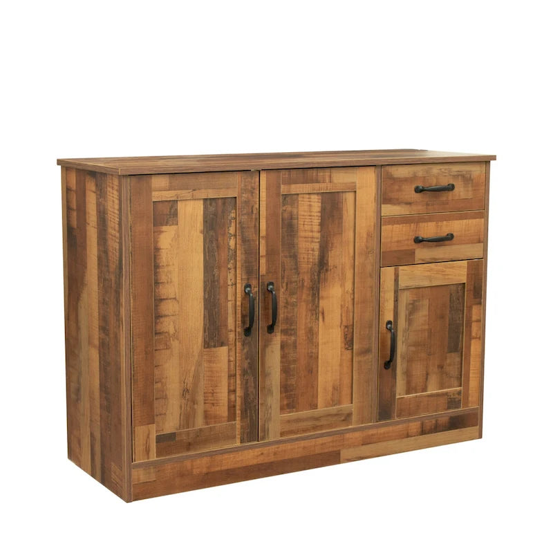 Buffet en bois avec 3 portes et 2 tiroirs