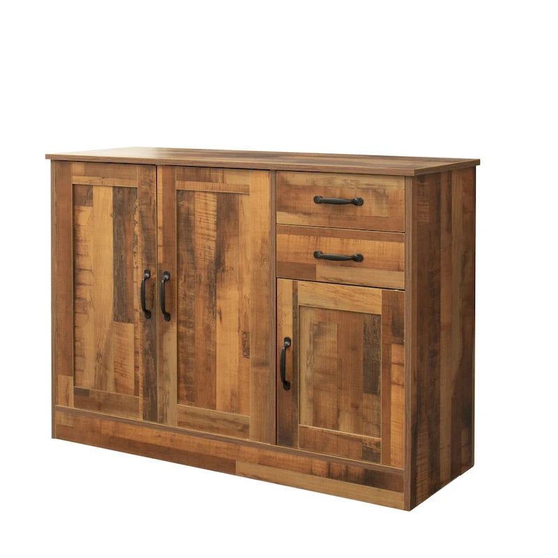 Buffet en bois avec 3 portes et 2 tiroirs