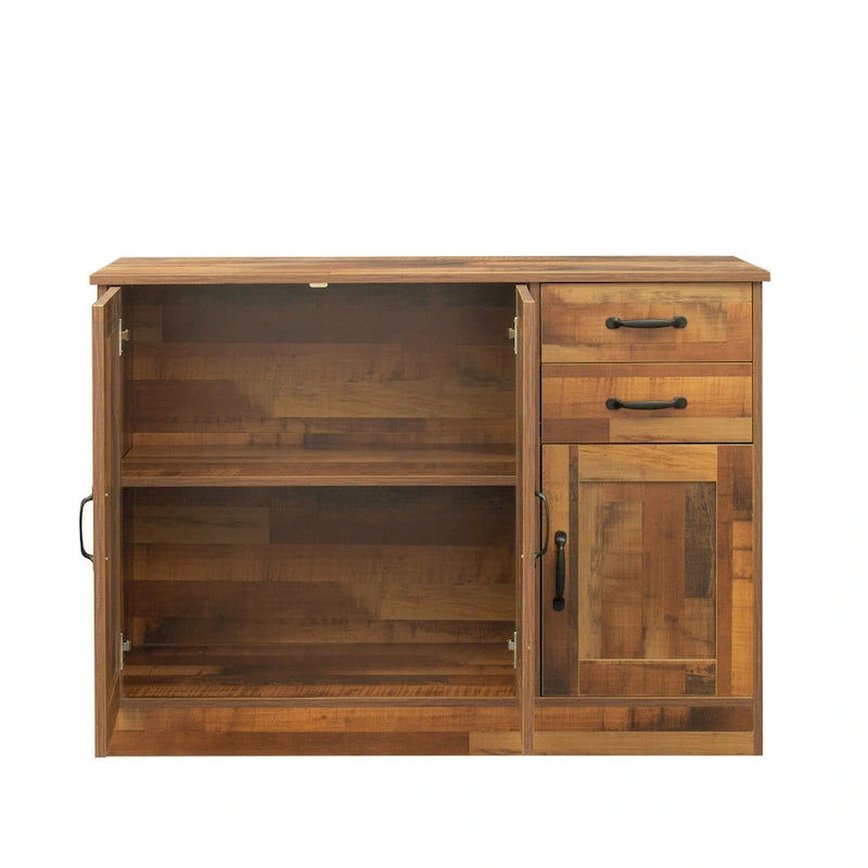 Buffet en bois avec 3 portes et 2 tiroirs