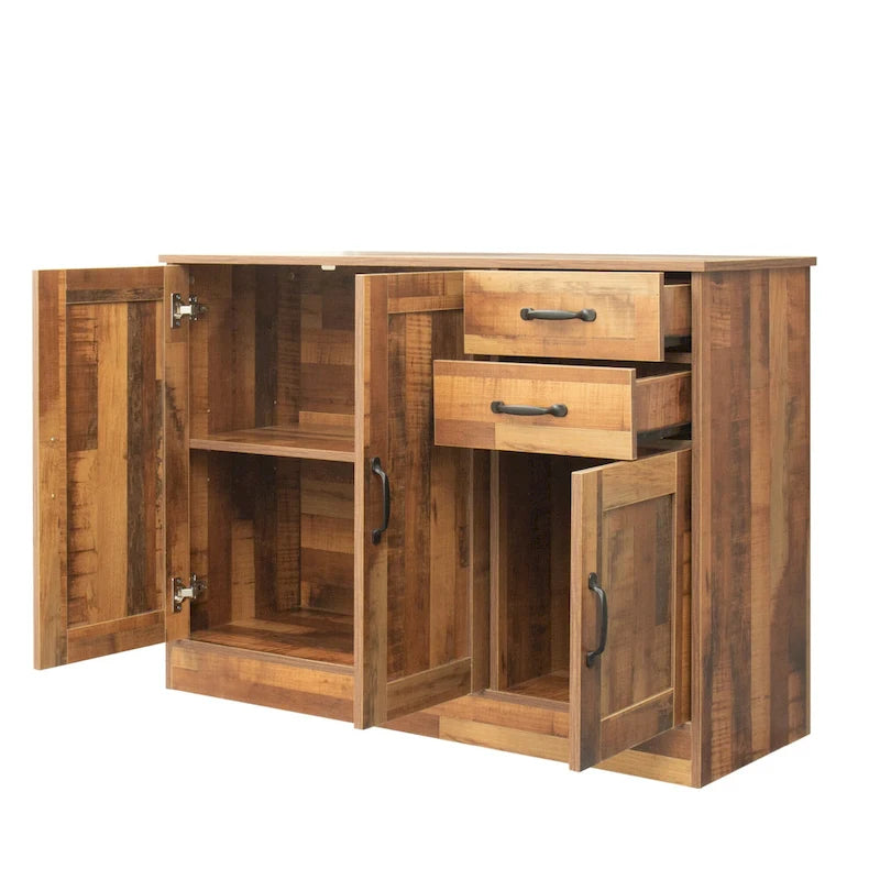 Buffet en bois avec 3 portes et 2 tiroirs