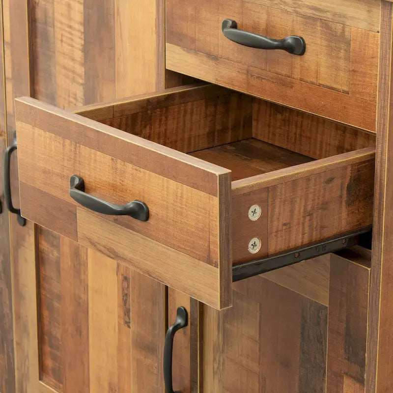 Buffet en bois avec 3 portes et 2 tiroirs
