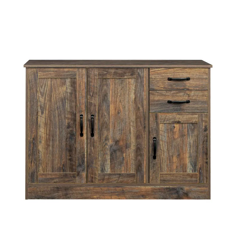 Buffet en bois avec 3 portes et 2 tiroirs