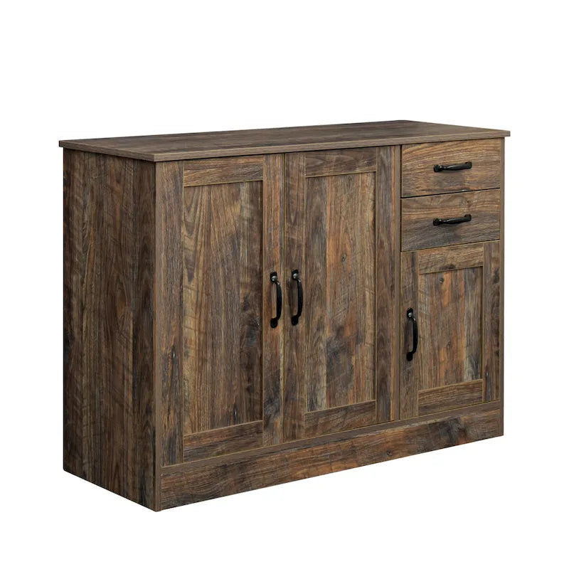 Buffet en bois avec 3 portes et 2 tiroirs