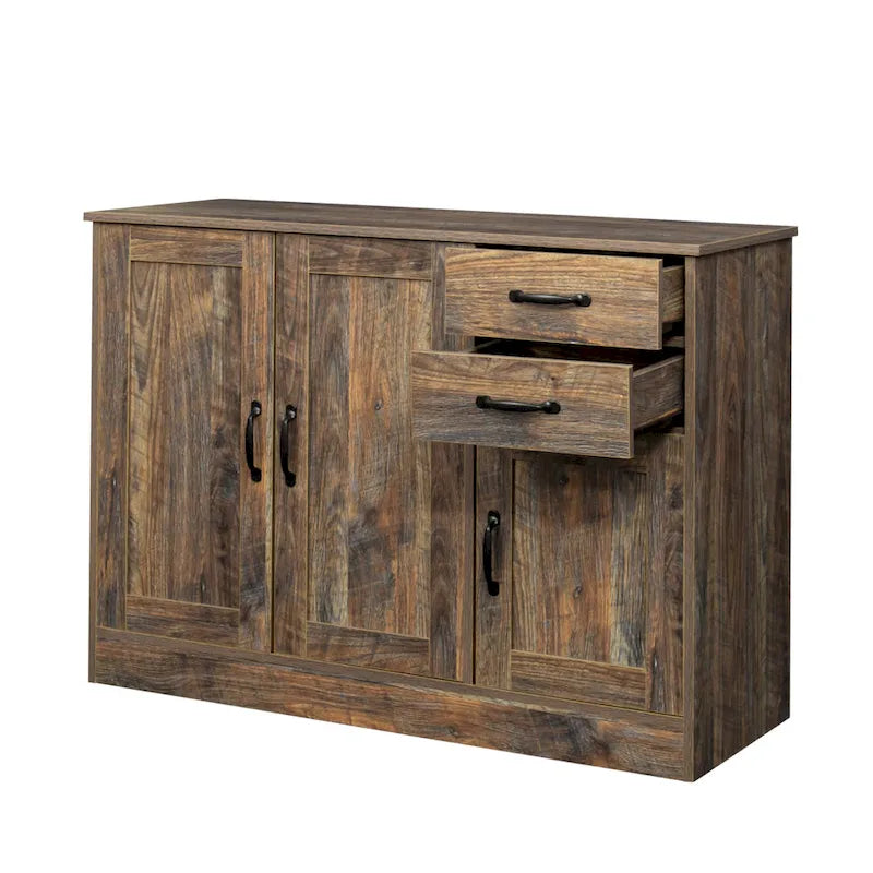 Buffet en bois avec 3 portes et 2 tiroirs