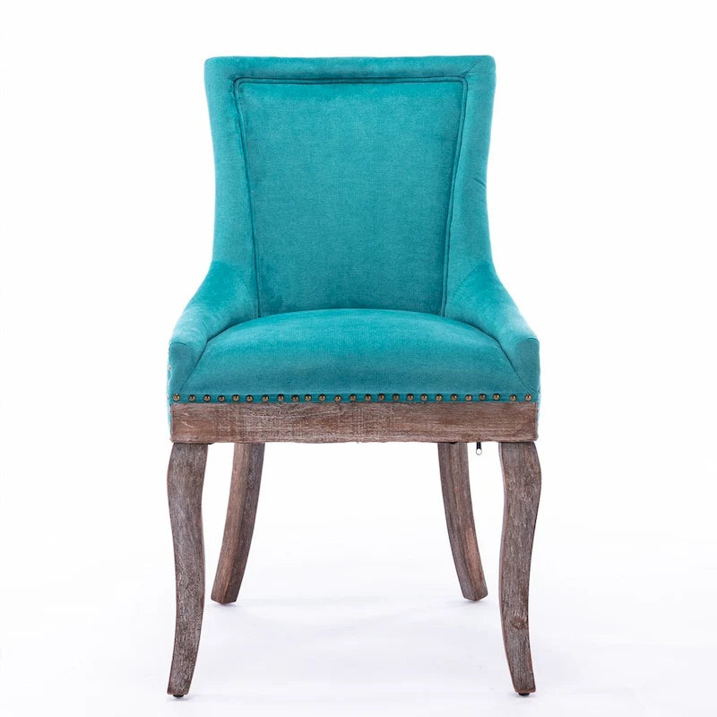 Chaise de salle à manger en tissu avec clous décoratifs et pieds chromés (lot de 2)
