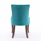 Chaise de salle à manger en tissu avec clous décoratifs et pieds chromés (lot de 2)