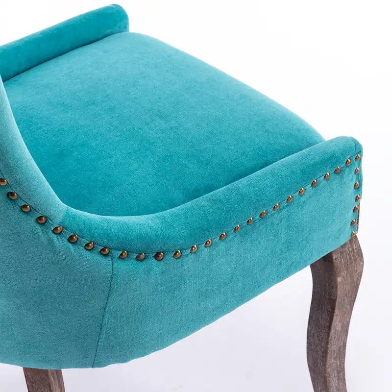 Chaise de salle à manger en tissu avec clous décoratifs et pieds chromés (lot de 2)