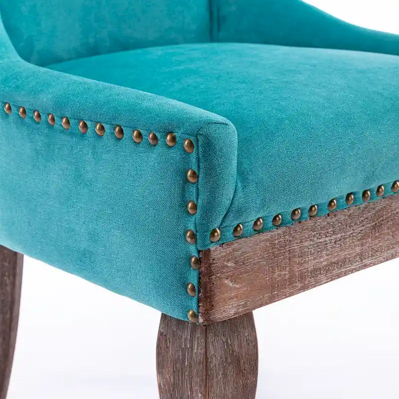 Chaise de salle à manger en tissu avec clous décoratifs et pieds chromés (lot de 2)