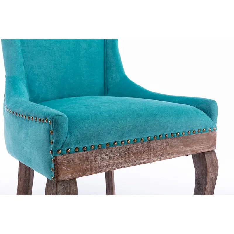 Chaise de salle à manger en tissu avec clous décoratifs et pieds chromés (lot de 2)