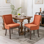 Chaise de salle à manger en tissu avec clous décoratifs et pieds chromés (lot de 2)