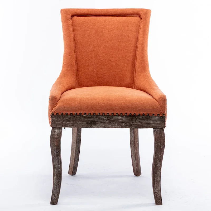 Chaise de salle à manger en tissu avec clous décoratifs et pieds chromés (lot de 2)