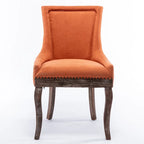 Chaise de salle à manger en tissu avec clous décoratifs et pieds chromés (lot de 2)
