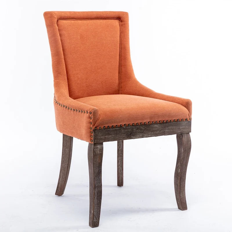 Chaise de salle à manger en tissu avec clous décoratifs et pieds chromés (lot de 2)