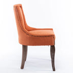 Chaise de salle à manger en tissu avec clous décoratifs et pieds chromés (lot de 2)