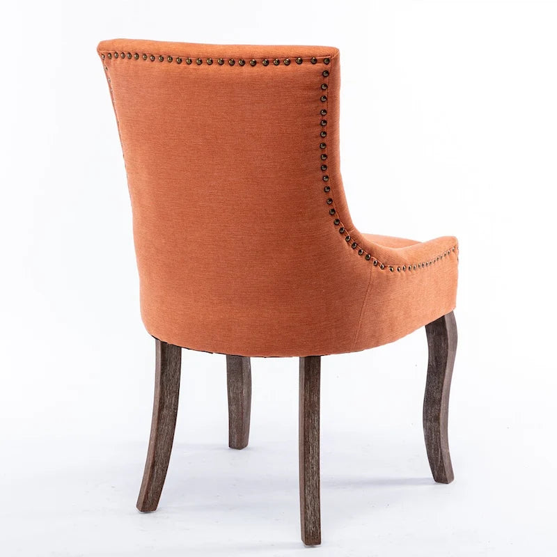 Chaise de salle à manger en tissu avec clous décoratifs et pieds chromés (lot de 2)