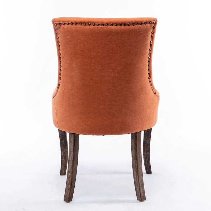 Chaise de salle à manger en tissu avec clous décoratifs et pieds chromés (lot de 2)