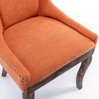 Chaise de salle à manger en tissu avec clous décoratifs et pieds chromés (lot de 2)