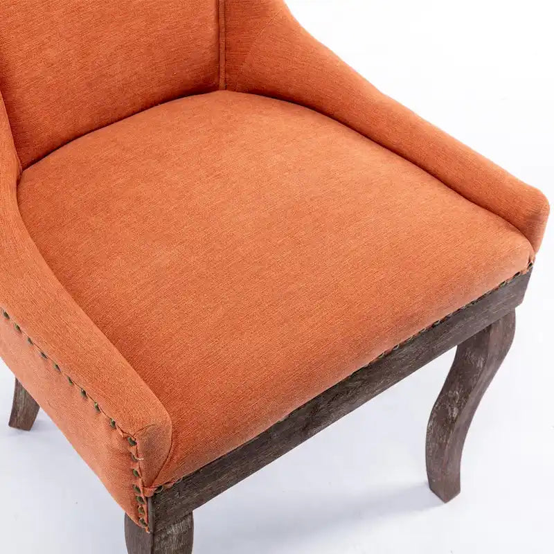 Chaise de salle à manger en tissu avec clous décoratifs et pieds chromés (lot de 2)