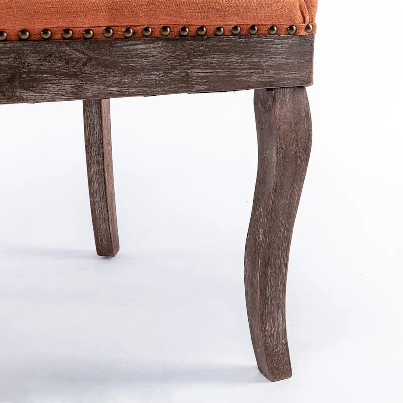Chaise de salle à manger en tissu avec clous décoratifs et pieds chromés (lot de 2)